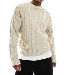 COTTON ON Mens Stone Marl Cable Knit Long sleeves Sweater Neutral Size 2XL NWT